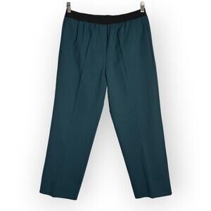 Jucca 365 Cigarette Pants SIZE L Teal High Rise Elastic Waist Ankle Crop Italy